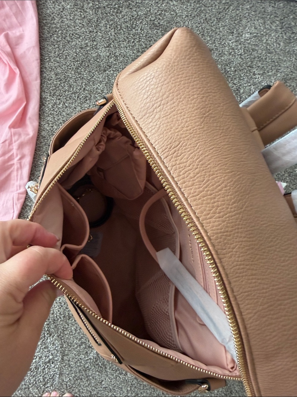 Poppy & Peonies Commuter Backpack Mocha Pebbled Leather - Picture 4 of 5